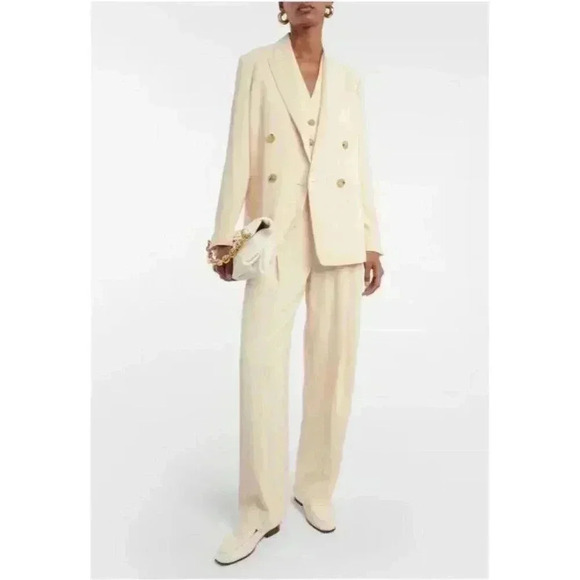 Vince Jackets & Blazers - New Vince Crepe Cream Winter White Double-Breasted Oversized Blazer Size 12